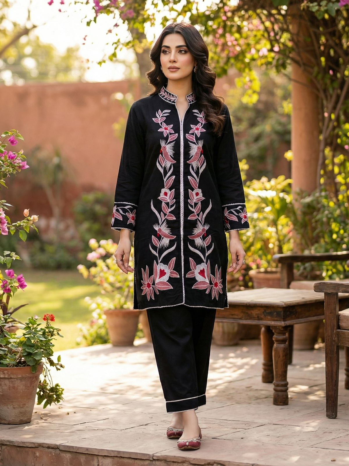 Libas Heavy Rayon Embroidered Kurti Pant Co-Ord Set for Women