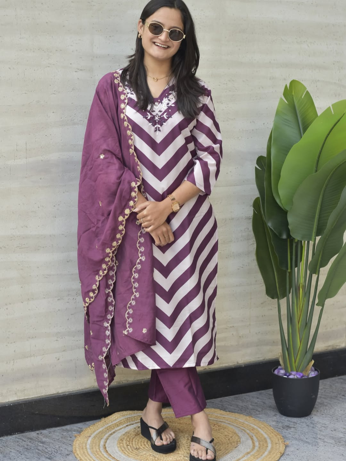 Designer Pure Chanderi Handwork Kurta Pant Dupatta Set for Women – Party Wear