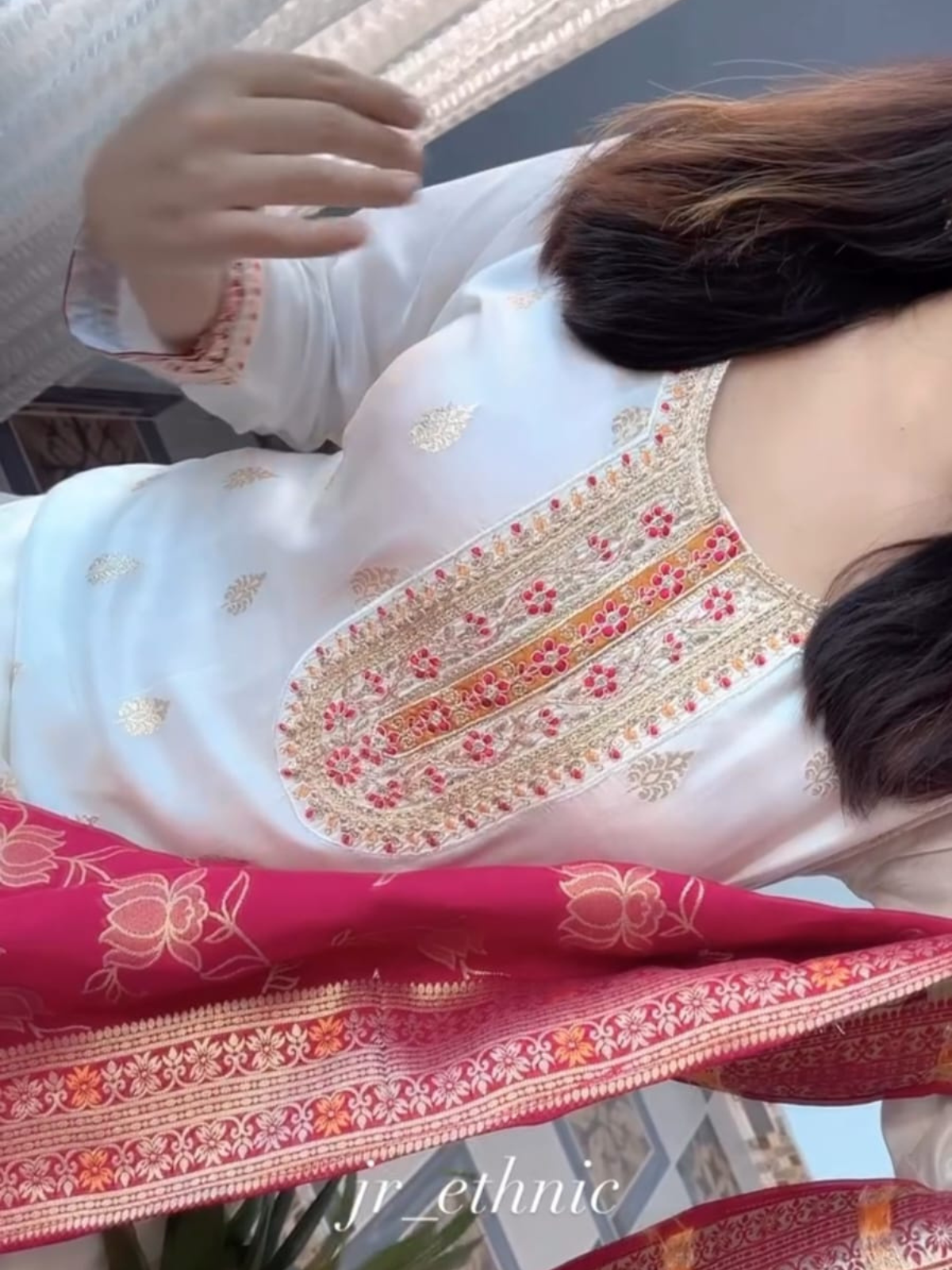 Pure Kanjivaram Silk Embroidered Kurta Set with Zari Dupatta (3-Piece Festive Suit)