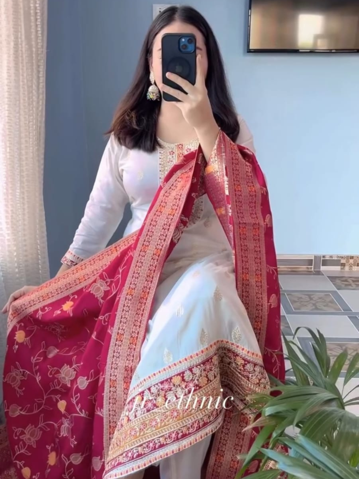 Pure Kanjivaram Silk Embroidered Kurta Set with Zari Dupatta (3-Piece Festive Suit)