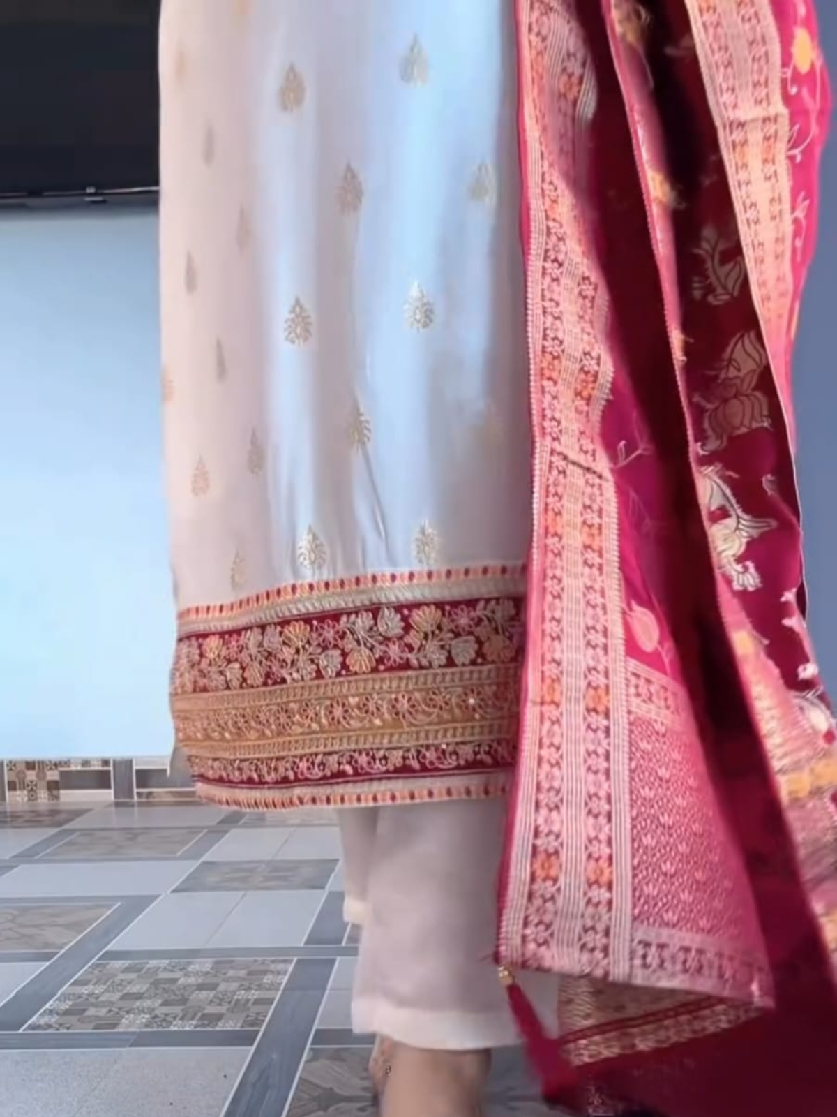 Pure Kanjivaram Silk Embroidered Kurta Set with Zari Dupatta (3-Piece Festive Suit)